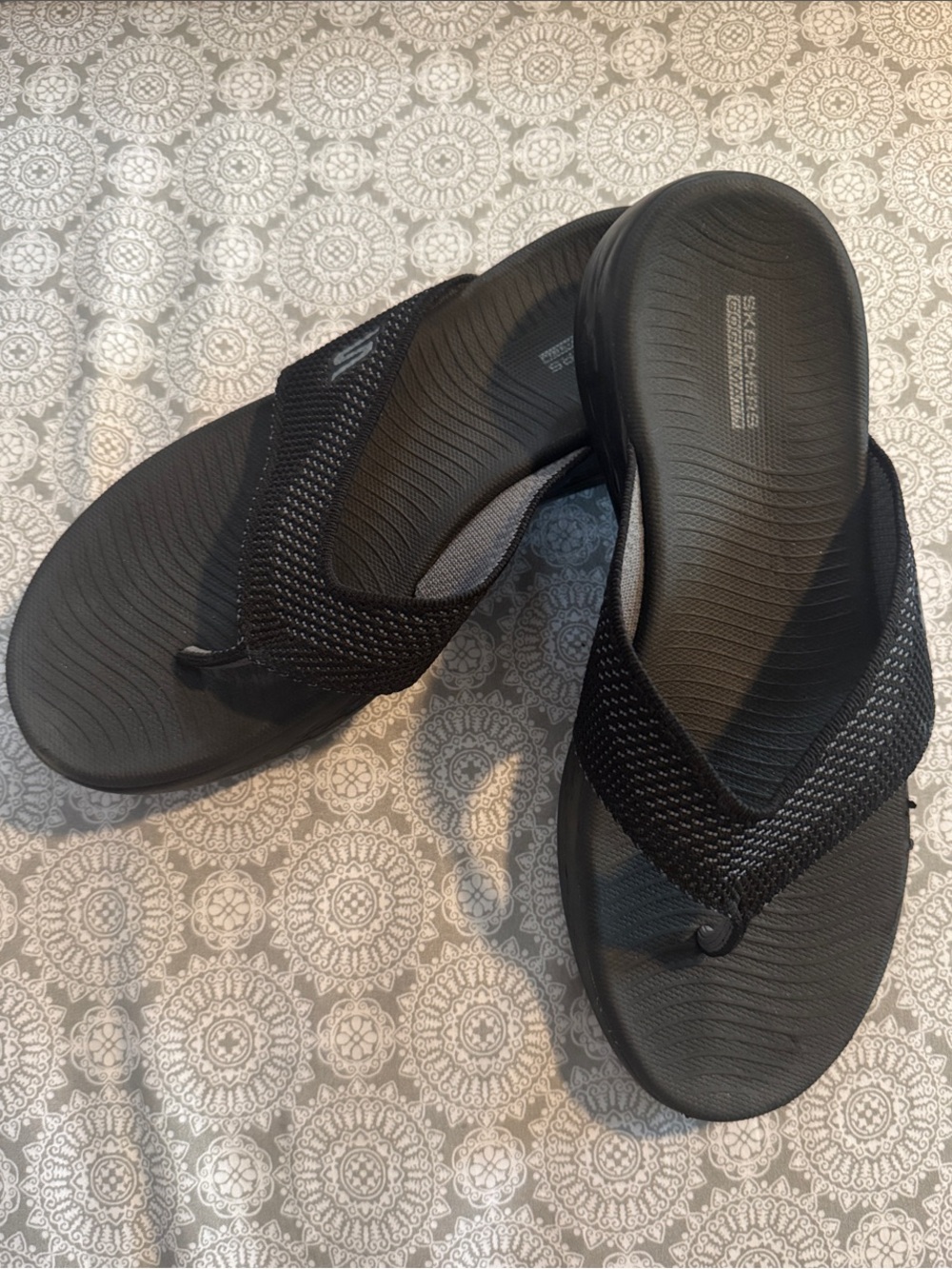 Skechers Black Mesh Thong Sandals